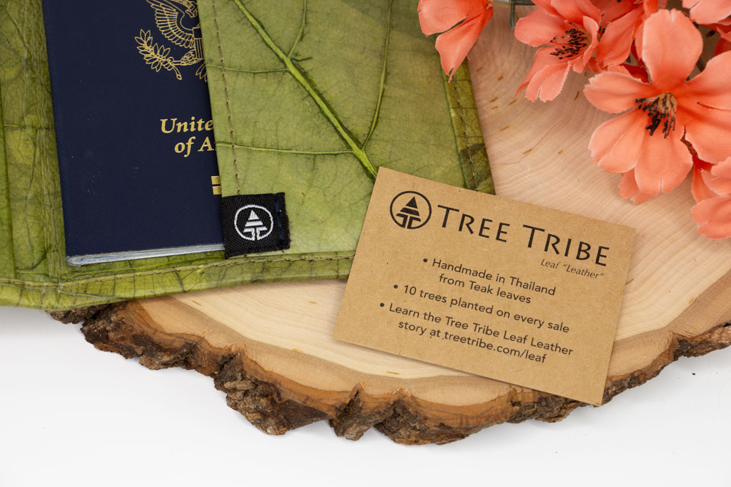 Vegan Passport Holder / Travel Wallet by Tree Tribe - Made of Leaf Leather 